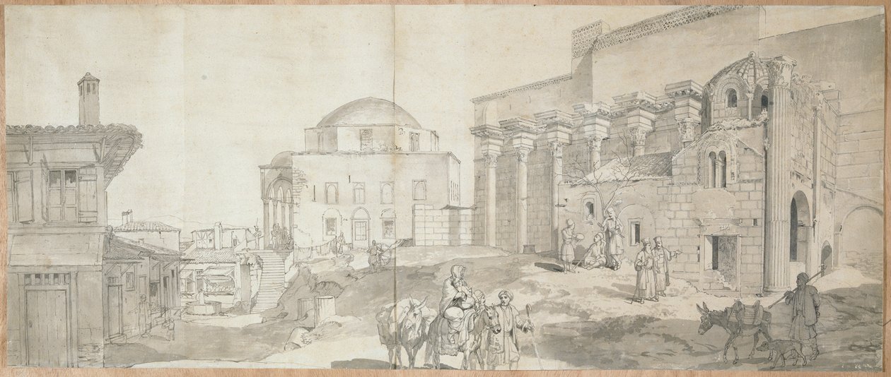 Hadrianuksen kirjasto ja Suuri moskeija Ateenassa tekijältä Carl Wilhelm Freiherr von Heideck