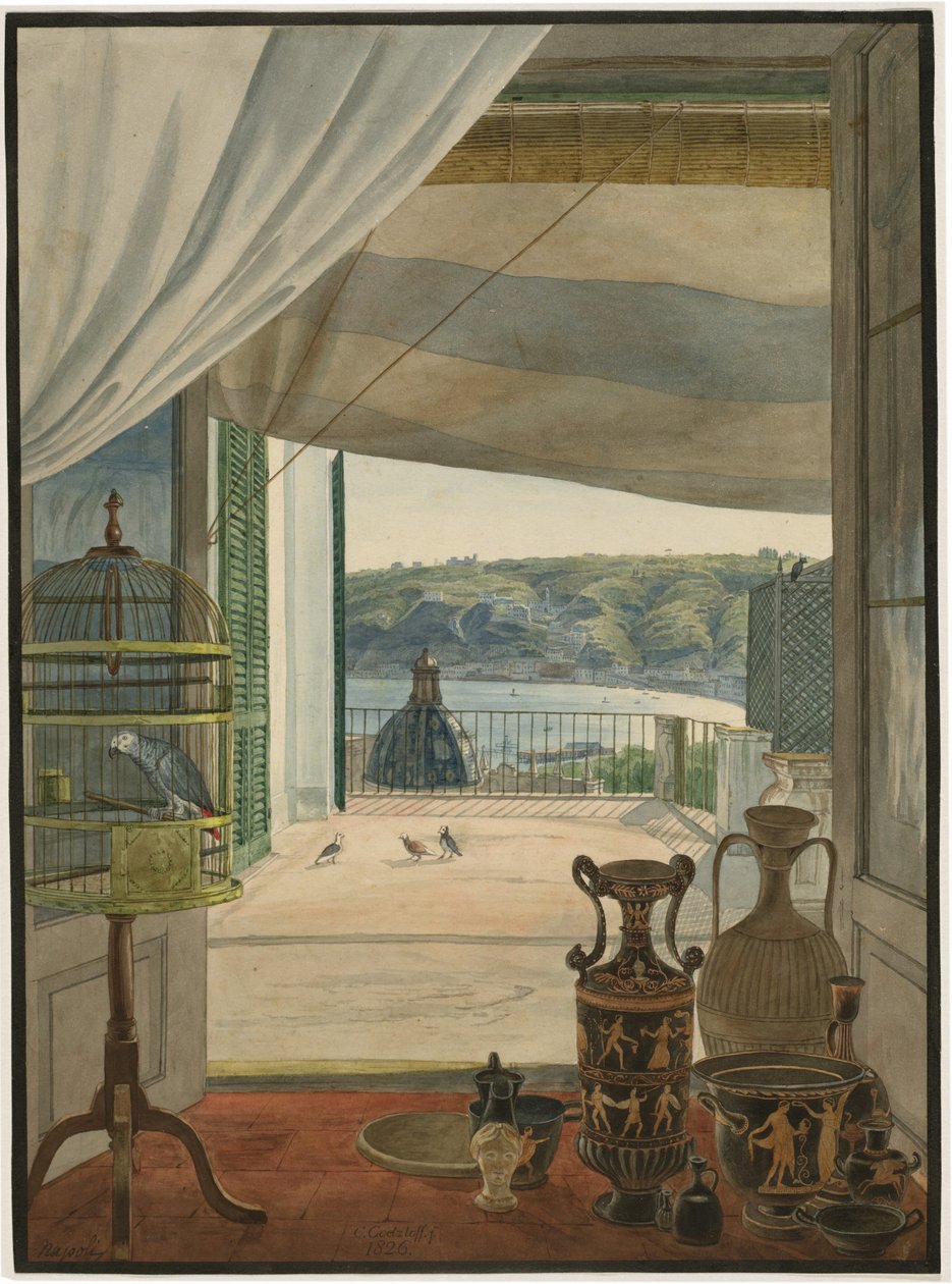 Antiikkia parvekkeella, josta on näkymät Napolinlahdelle tekijältä Carl Wilhelm Götzloff