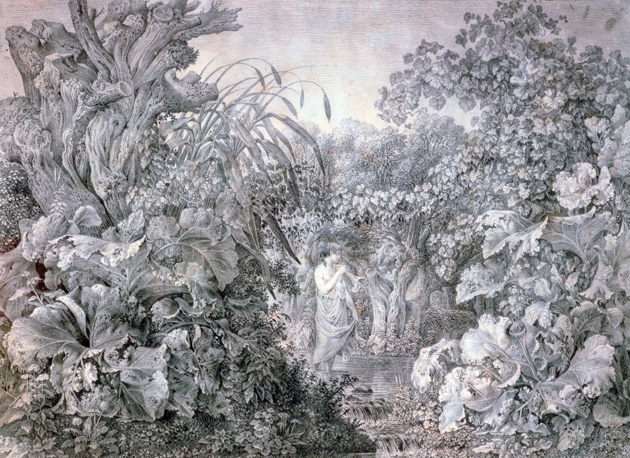 "Tyttö Weidenaun metsässä", 1777-1835 tekijältä Carl Wilhelm Kolbe the elder