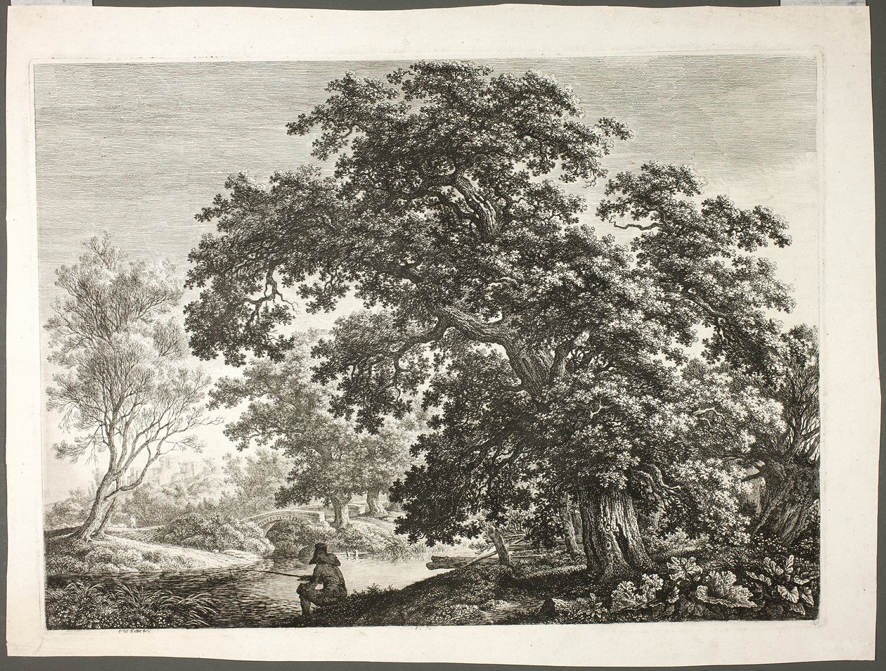 Kalastaja metsäisessä maisemassa tekijältä Carl Wilhelm Kolbe the elder