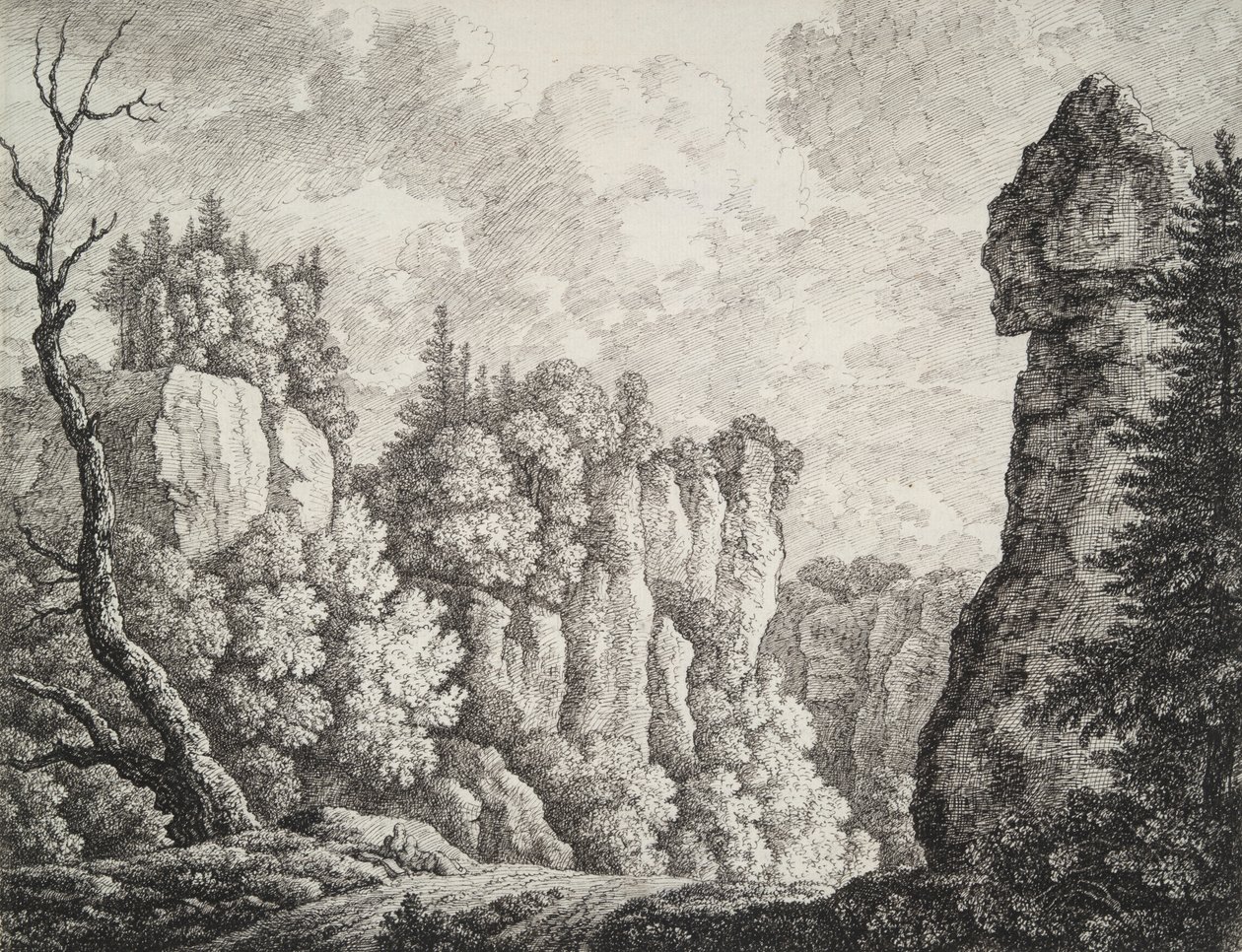 Kalliomaisema erakon kanssa tekijältä Carl Wilhelm Kolbe the elder
