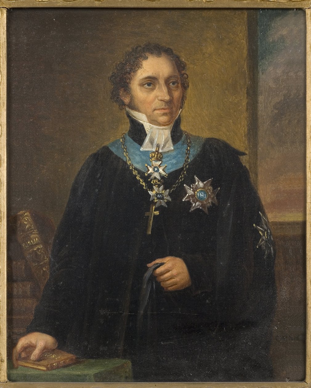 Muotokuva Johan Olof Wallinista (1779-1839), kirjoittanut Nordgren, Carl Wilhelm (1804-1857). Öljy kankaalle. Mitat: 18 x 15 cm. Tukholman kansallismuseo tekijältä Carl Wilhelm Nordgren