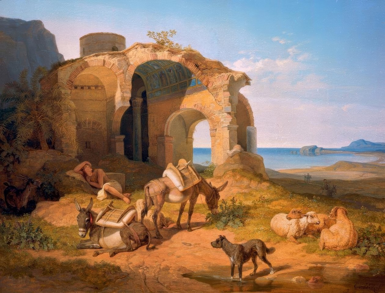 Maisema bysanttilaisen kirkon raunioilla tekijältä Carl Wilhelm von Heideck
