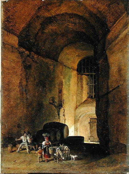 An Osteria, 1830 (1836?) (öljy paperille kankaalle) tekijältä Carl Wilhelm von Heidick