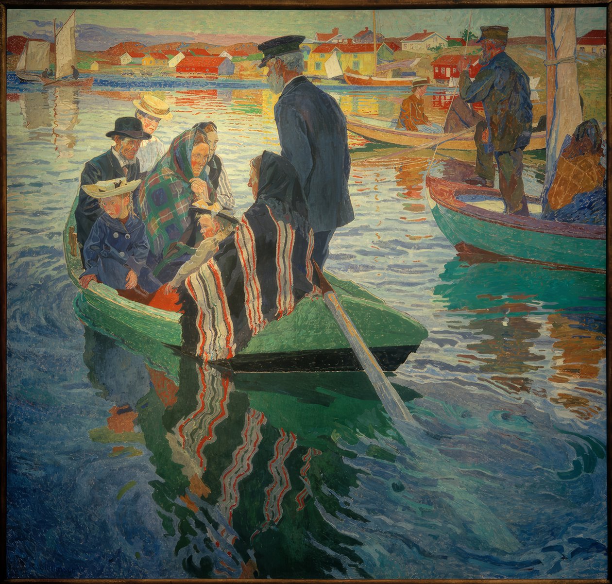 Kirkkovieraat veneessä tekijältä Carl Wilhelm Wilhelmson