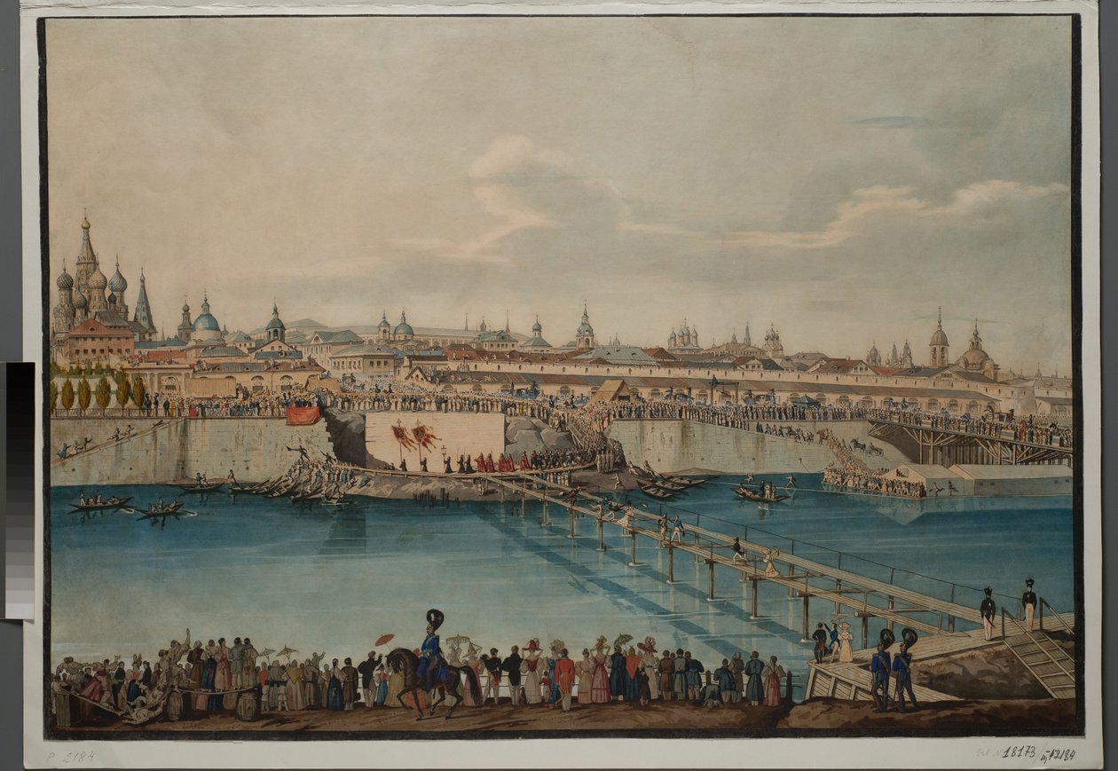 Moskvoretski-sillan kulmakiven laskemisen seremonia Moskovassa, 1830. tekijältä Carl von Hampeln