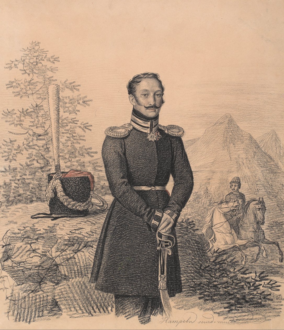 Fjodor Aleksandrovitš Bekovich-Cherkasskyn muotokuva 1791-1833, 1822. tekijältä Carl von Hampeln