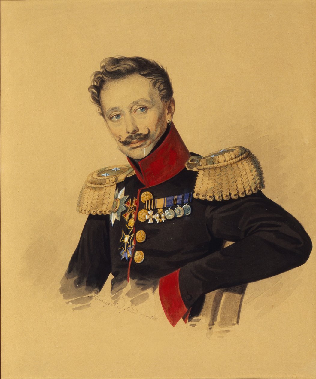 Prinssi Fjodor Fjodorovitš Gagarinin muotokuva 1786-1863, 1830-luku tekijältä Carl von Hampeln