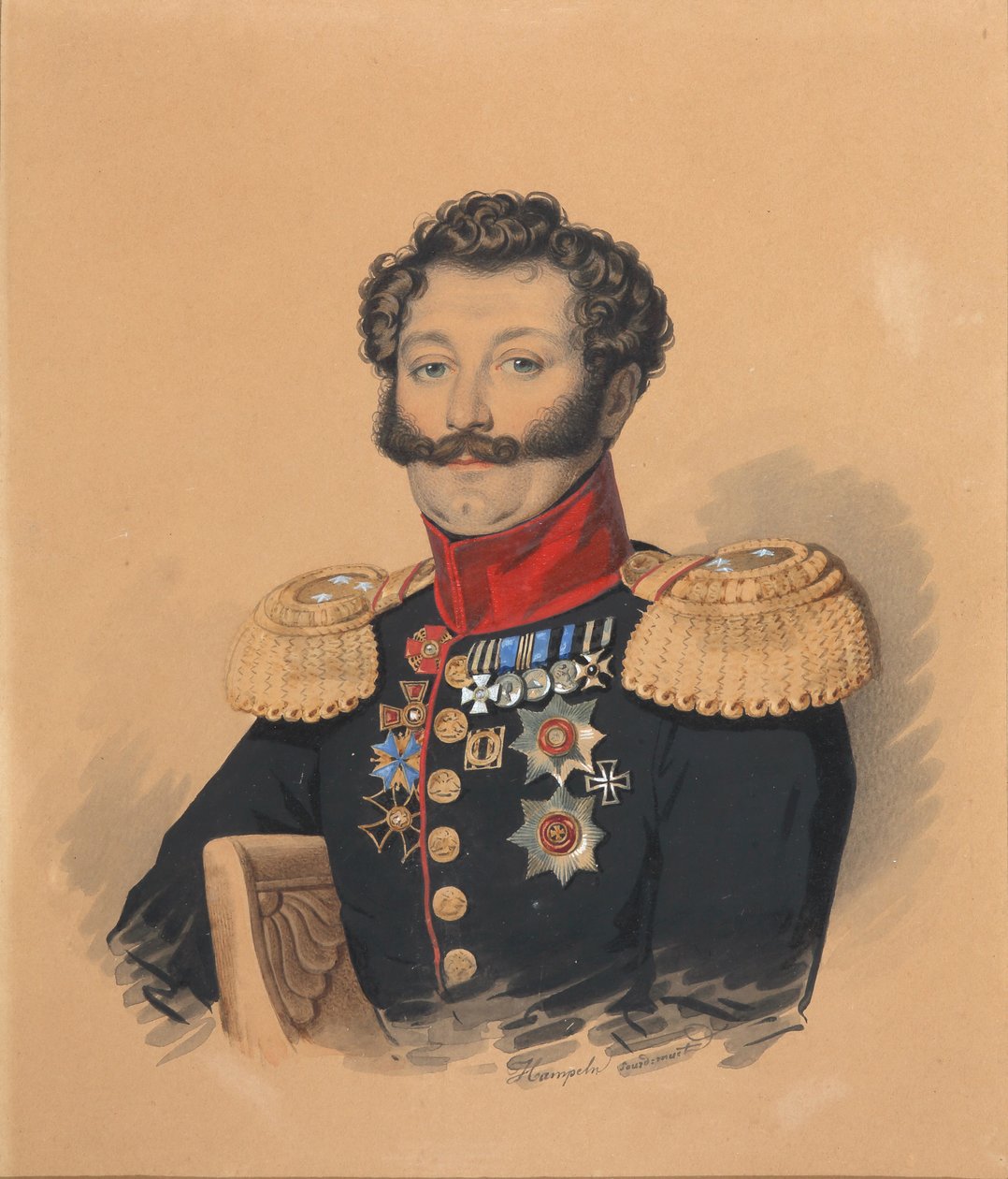 Prinssi Stepan Aleksandrovitš Khilkovin muotokuva 1785-1854, vuoden 1832 jälkeen. tekijältä Carl von Hampeln