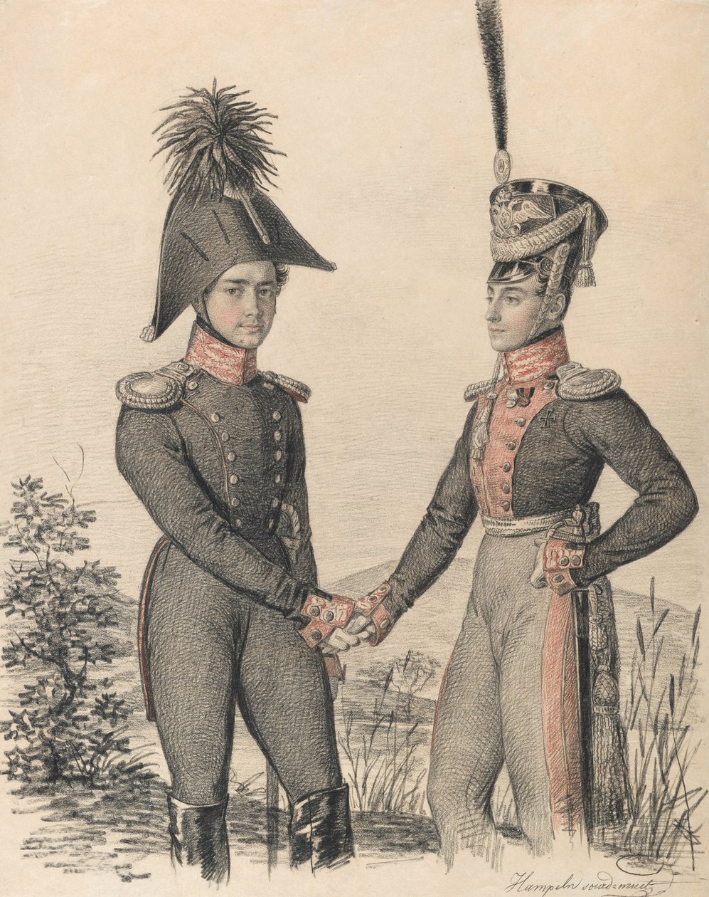Pjotr Petrovitš Esipovin muotokuva 1797-1876 ja Pavel Jakovlevich de Witten muotokuva 1796-1864, alkuvuodesta 182 tekijältä Carl von Hampeln