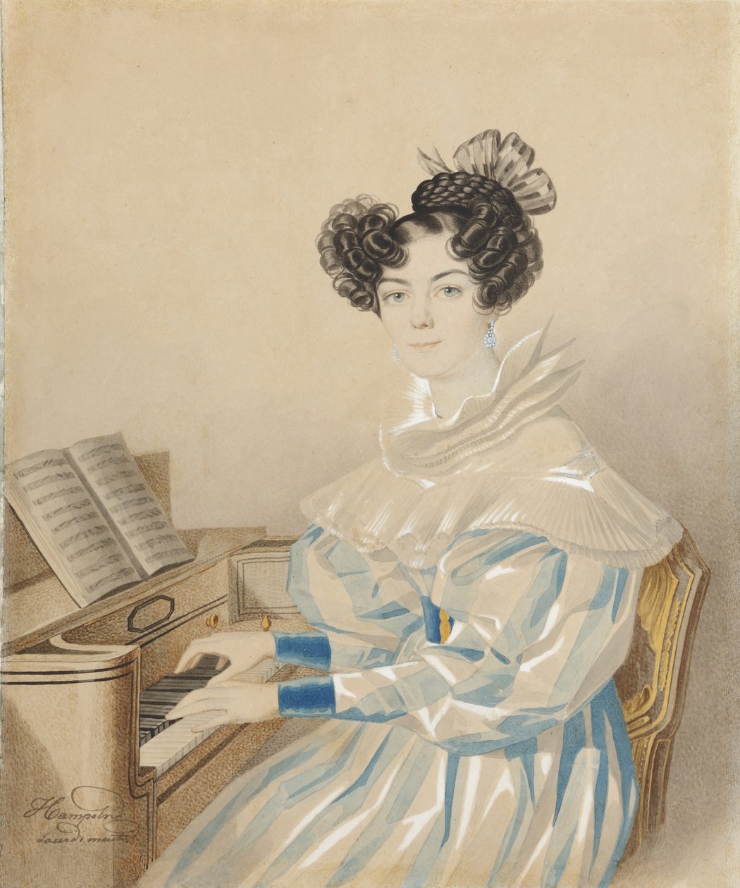 Muotokuva Tatjana Petrovna Lvovasta 1789-1848, os Poltoratskaja, 1820-luku. tekijältä Carl von Hampeln