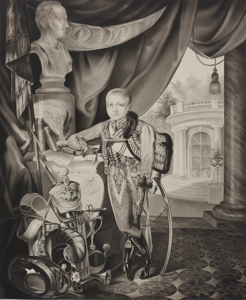 Kruununprinssi Aleksanteri Nikolajevitšin muotokuva 1818-1881, 1827. tekijältä Carl von Hampeln