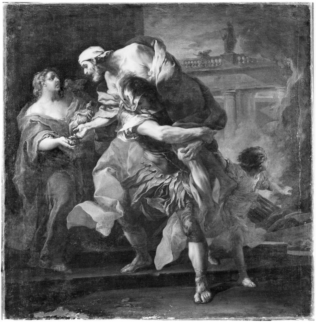 Aeneas kantoi Anchisesta, 1729 tekijältä Carle van Loo