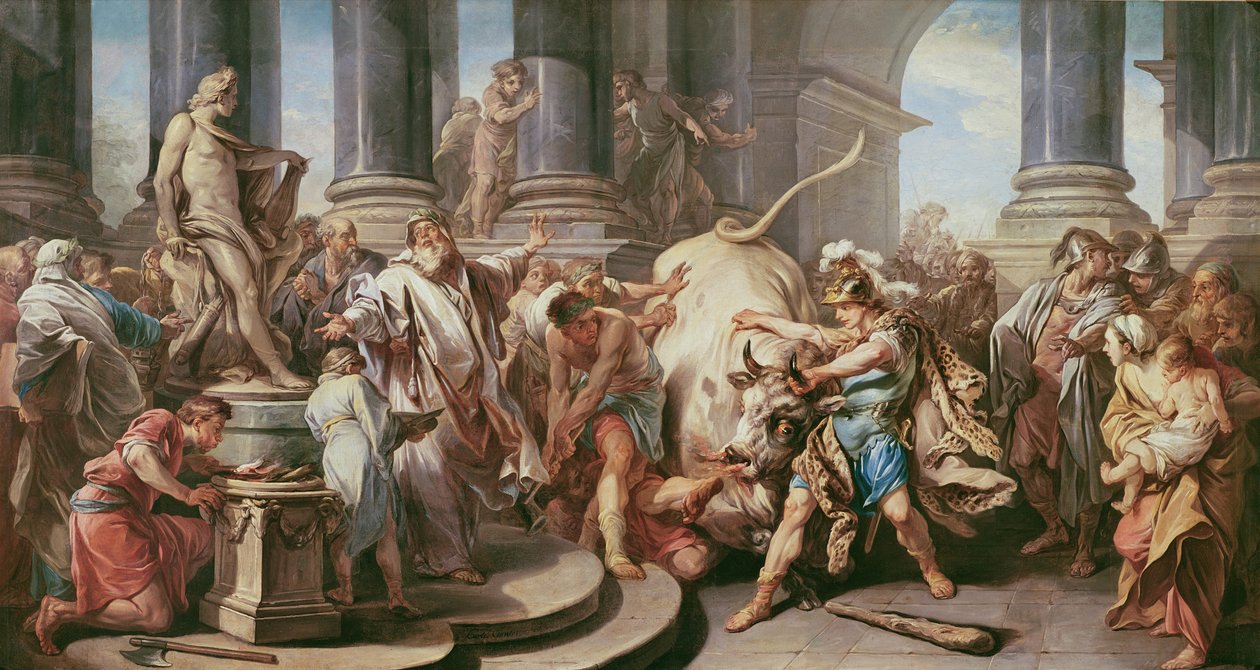 Theseus valloitti härän Marathonissa 1732-34 tekijältä Carle van Loo