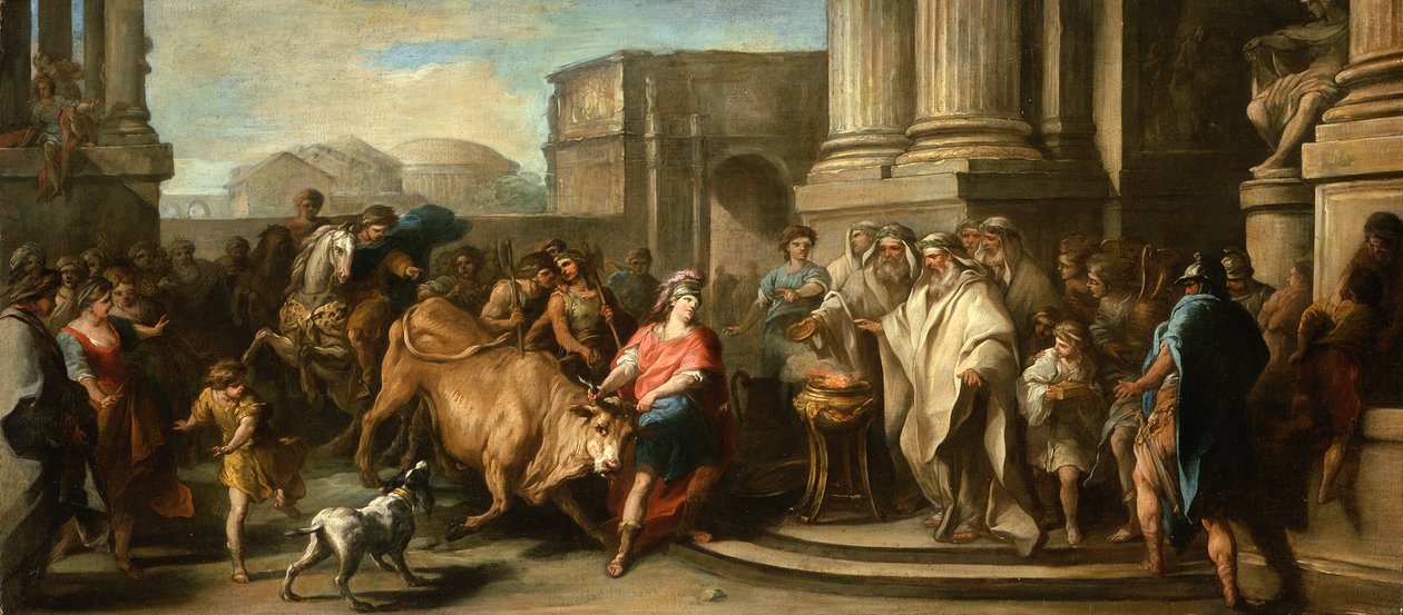 Theseus kesyttää Maratonin härän, n. 1730 tekijältä Carle van Loo
