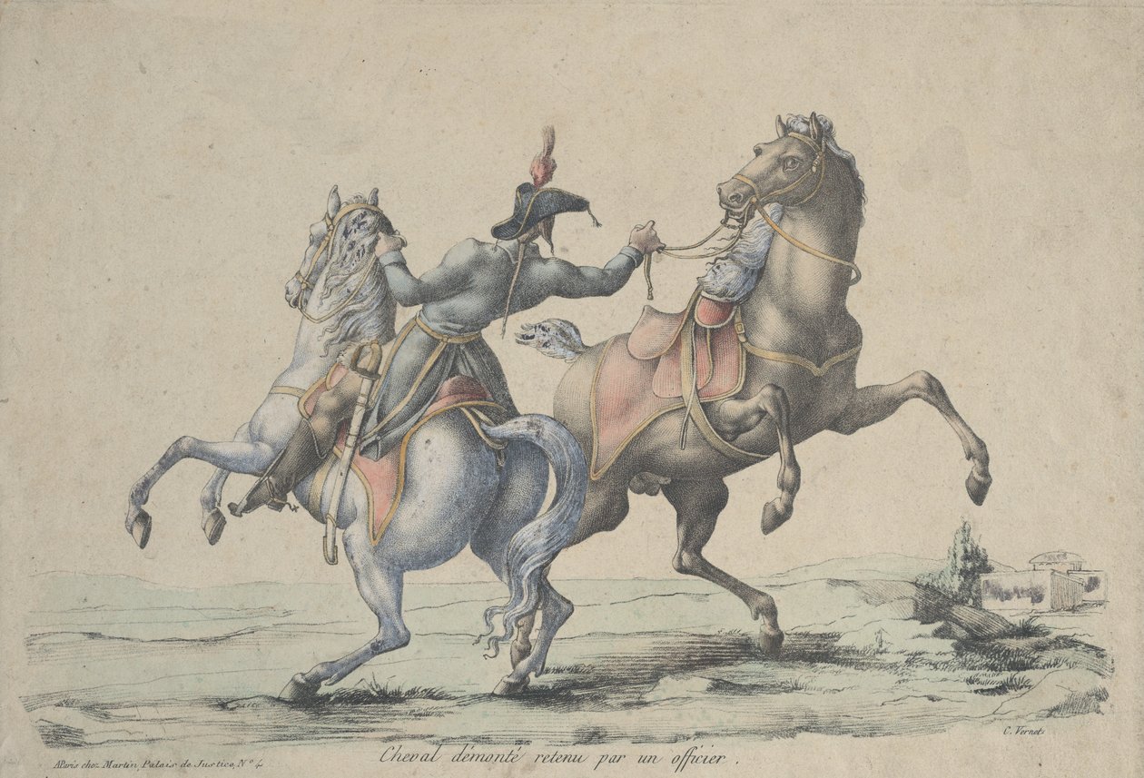 Upseerin ohjaama ratsastettu hevonen, 1770-1836. tekijältä Carle Vernet