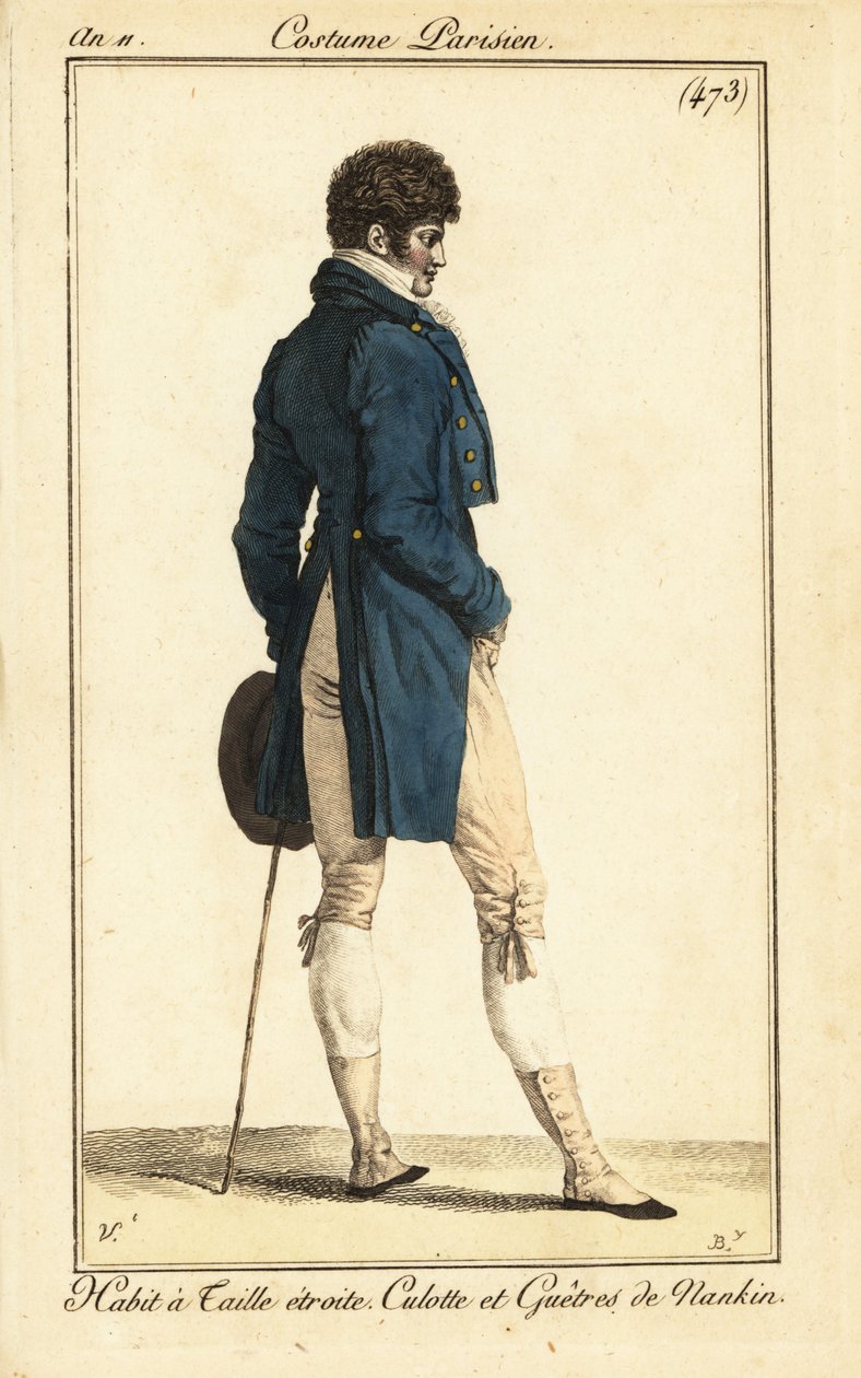 Ranskalainen dandy frakissa kapea vyötäröllä, Paris tekijältä Carle Vernet