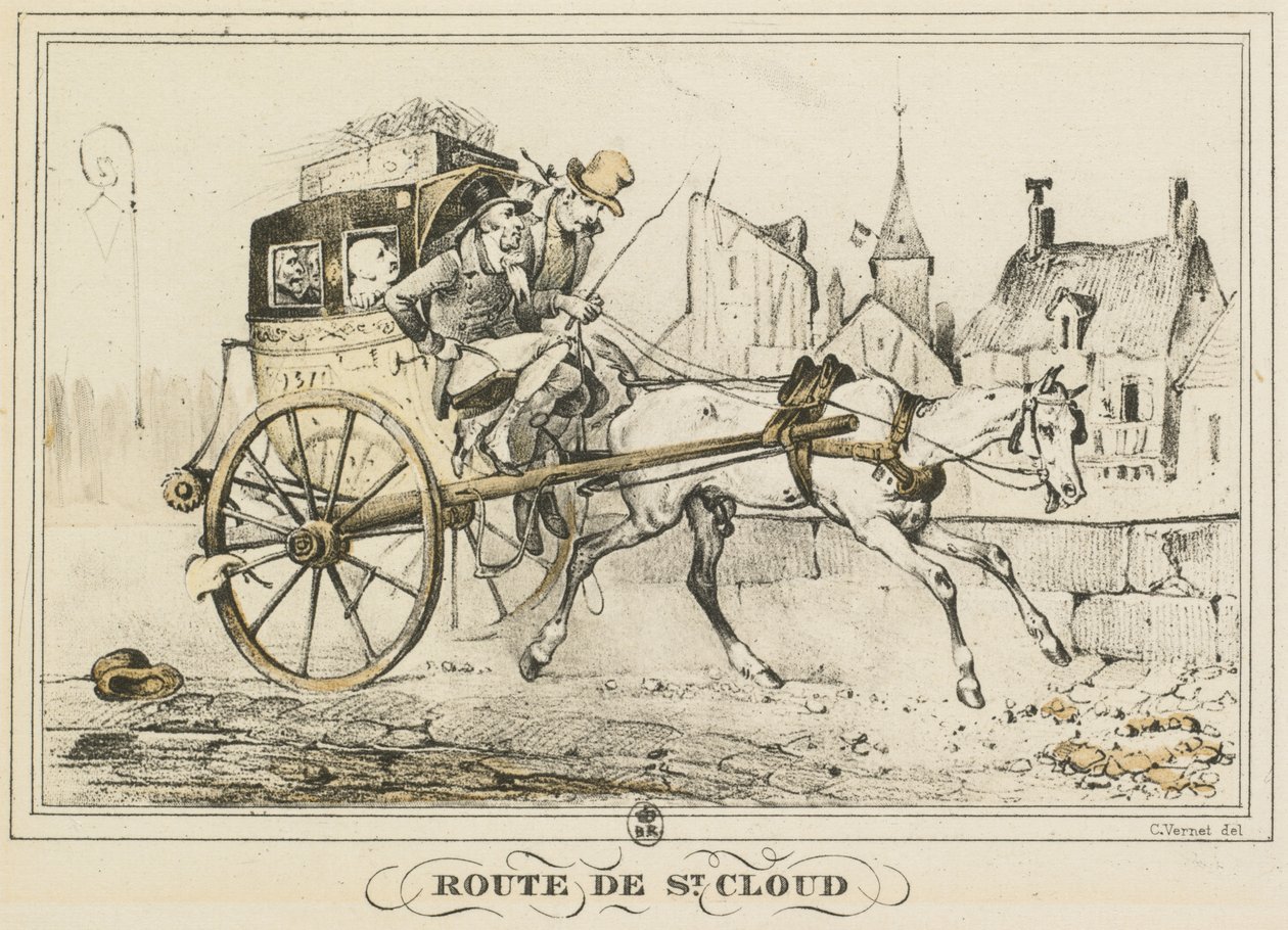 Arkielämän kohtauksia, teitä ja polkuja: Tie Saint-Cloudiin..., 1816. tekijältä Carle Vernet