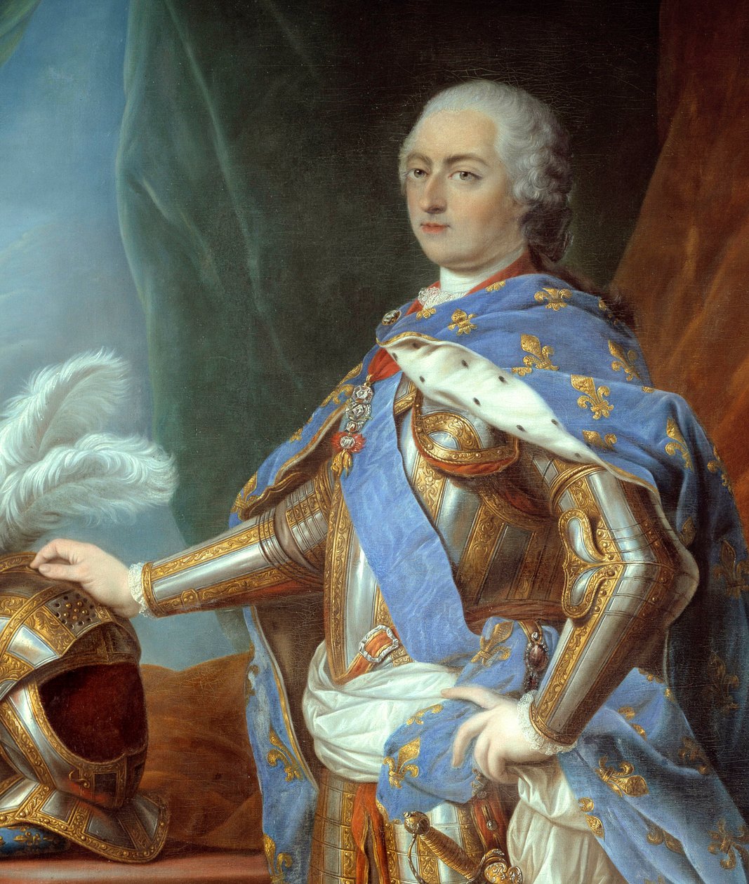 Yksityiskohta ""Muotokuva en pied de Louis XV"" (1710-1774). Carle Van Loon maalaus (1705-1765) tekijältä Carle van Loo