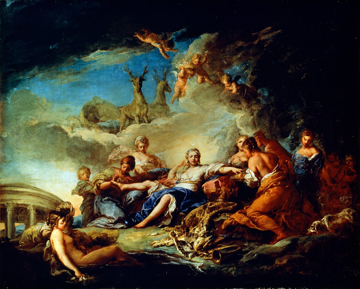 Dianas Rest on the Hunt, 1600-luku. tekijältä Carle van Loo