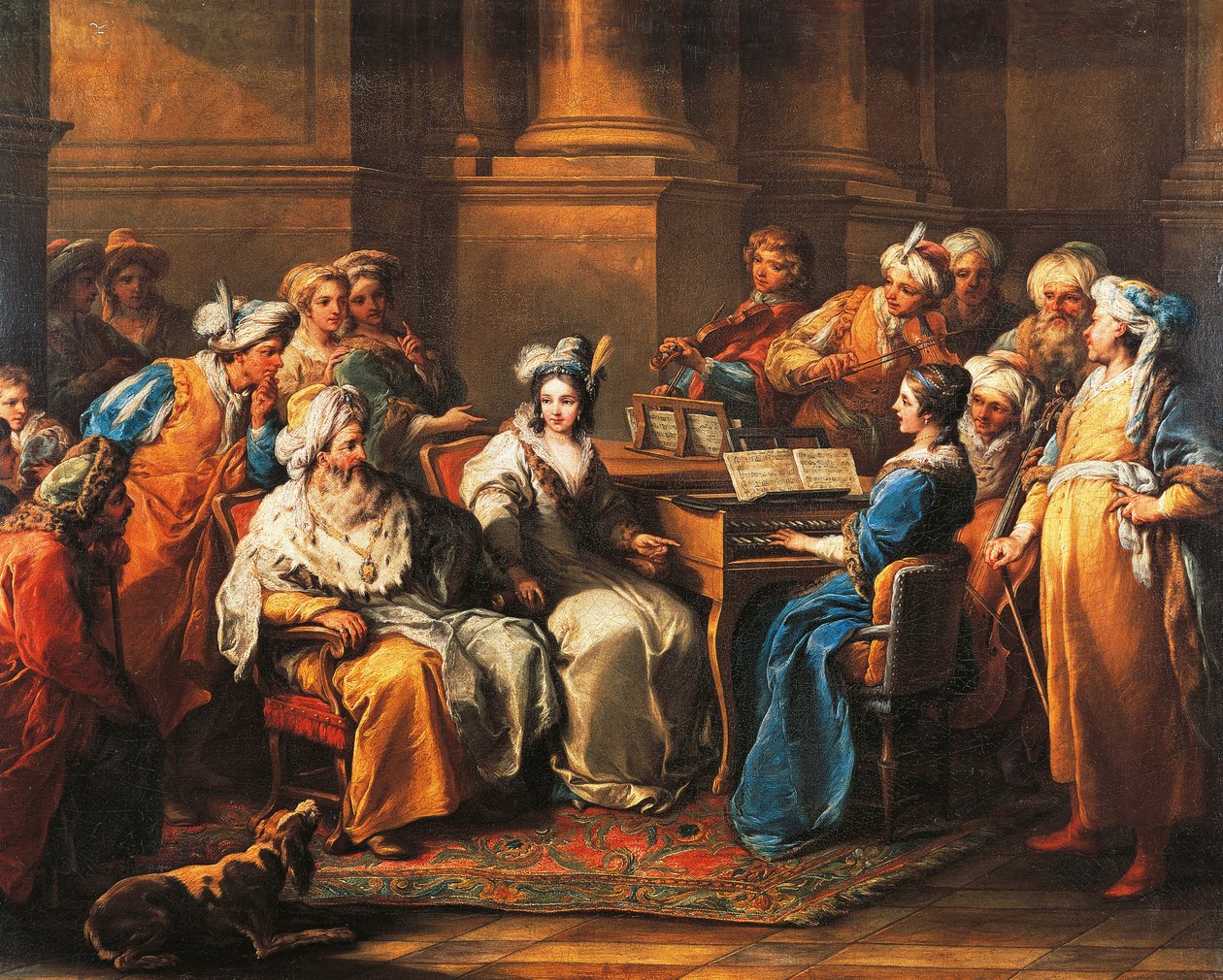 Grand Turk konsertoi rakastajatarlleen, kirjoittanut Carle van Loo (1705-1765), öljy kankaalle, 72,5 x 91 cm, Ranska tekijältä Carle van Loo