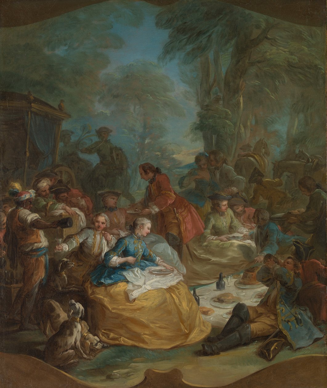 Metsästyksen pysähdys, n. 1737. tekijältä Carle van Loo