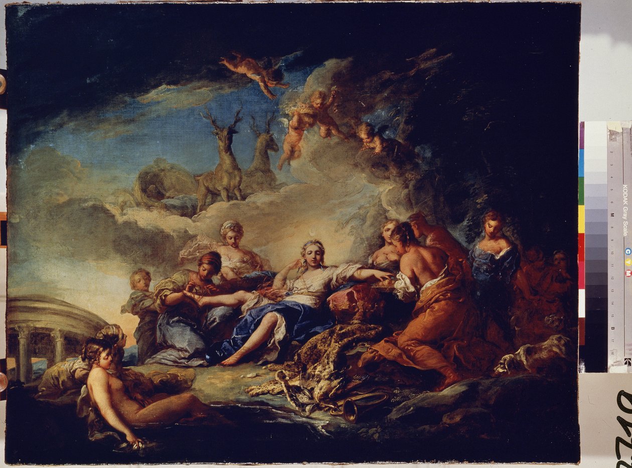 Diana lepää metsästyksessä. Carle Van Loon (1705-1765) maalaus. Öljy kankaalle, 65 x 80,5 cm tekijältä Carle van Loo