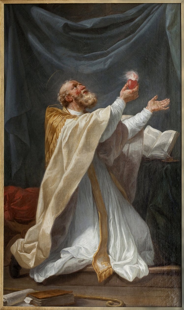 Pyhä Augustinus innostunut sydämestään syttyy. Charles Andre Van Loon maalaus, muotoilija Carle Vanloo (1705-1765), öljy kankaalle, noin 1750, ranskalainen taide. Kuvataidemuseo Angersissa. tekijältä Carle van Loo
