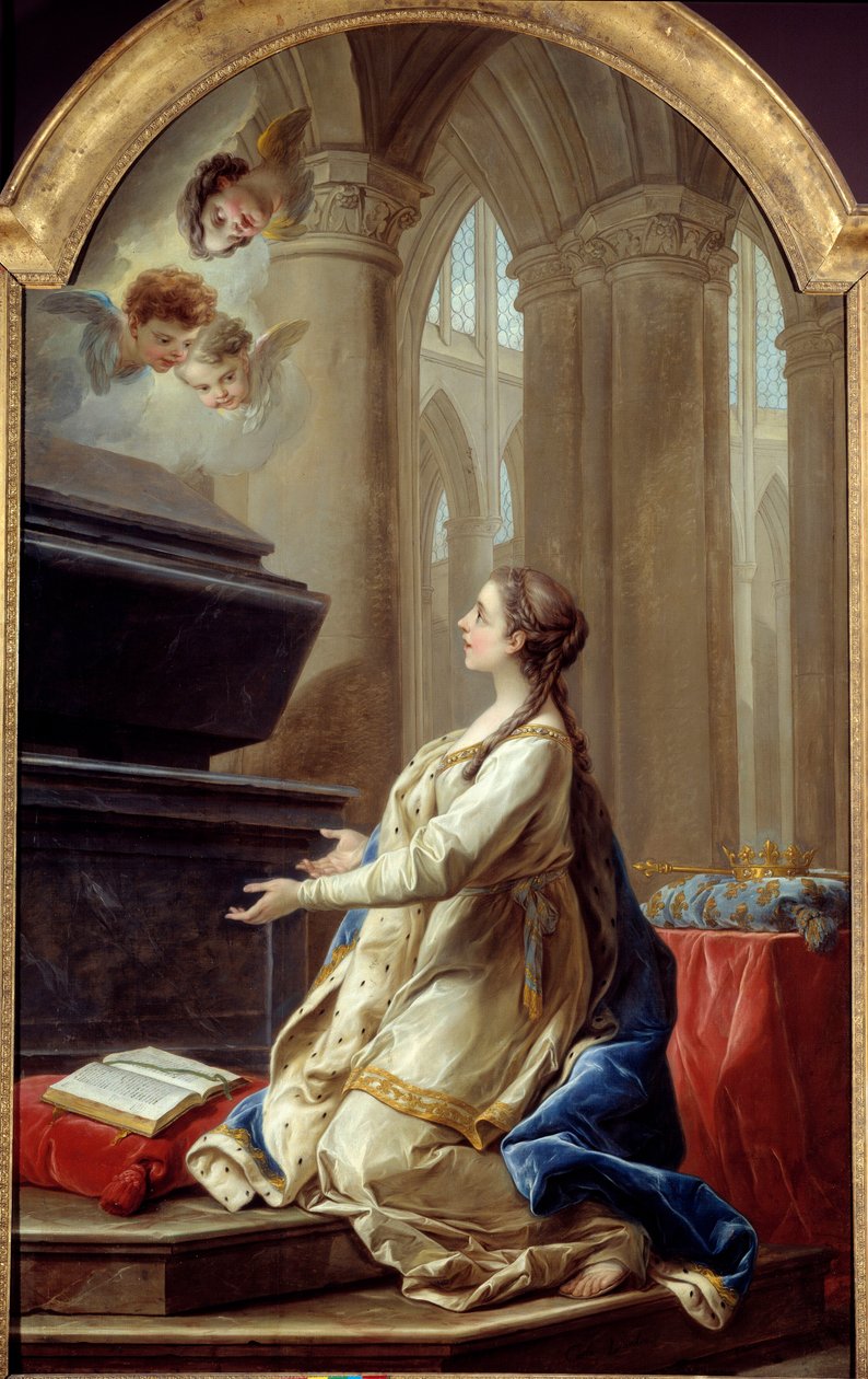 Pyhä Clothilde rukouksessa Carle Van Loon (1705-1765) maalaus 1700-luvun Brest, Kuvataidemuseo. tekijältä Carle van Loo