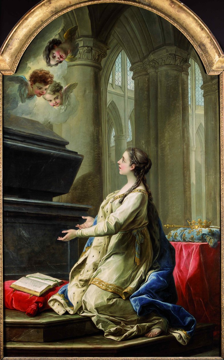 Pyhä Klotilde rukoilee Pyhän Martinin haudalla, 1753. tekijältä Carle van Loo