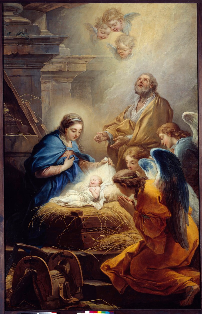 Carle van Loon (1705-1765) maalaus Enkelien palvonta 1751 Brest, Kuvataidemuseo tekijältä Carle van Loo