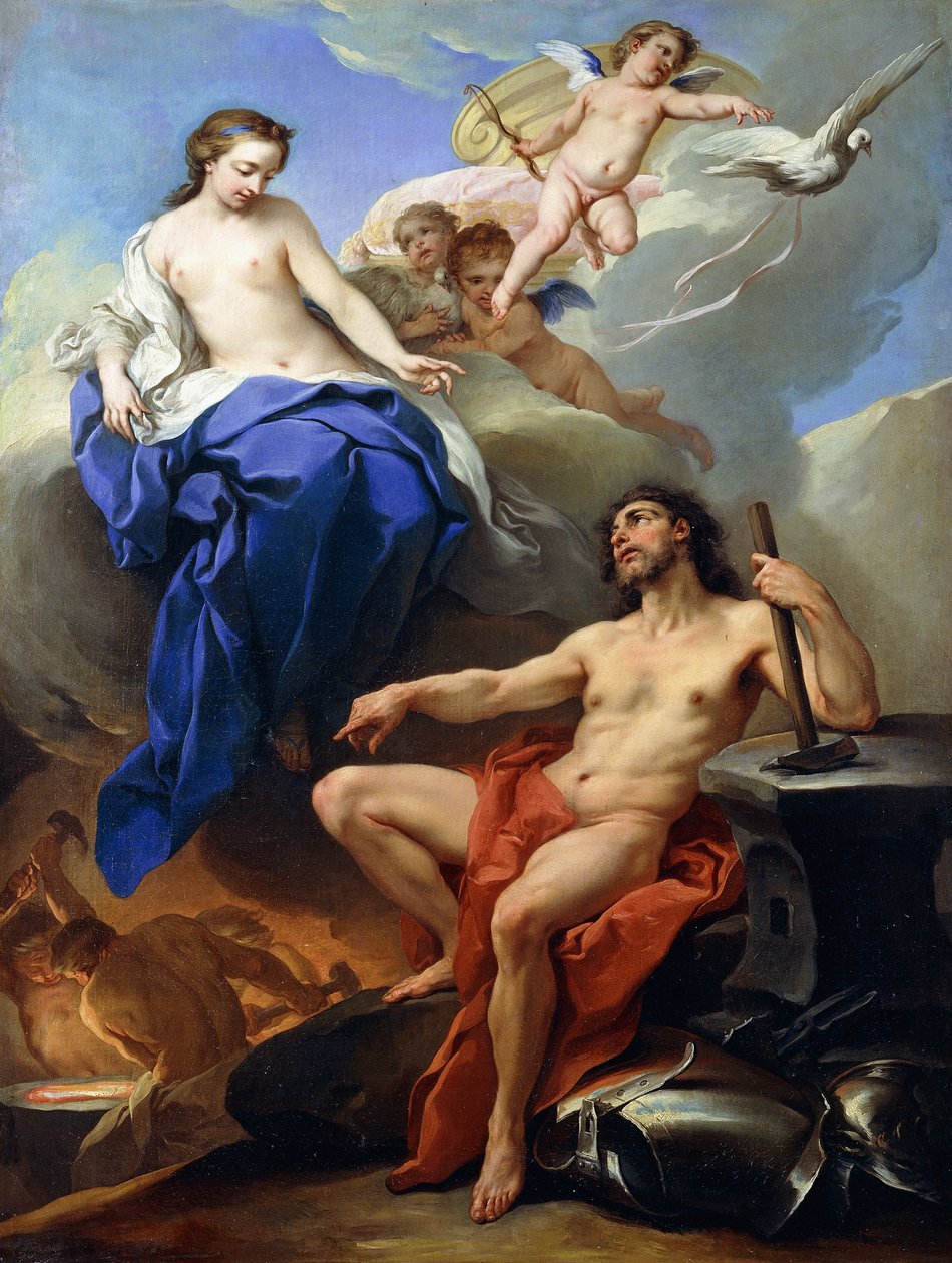 Venus pyytää Vulcania valmistamaan aseita Aenealle, tekijältä Carle van Loo