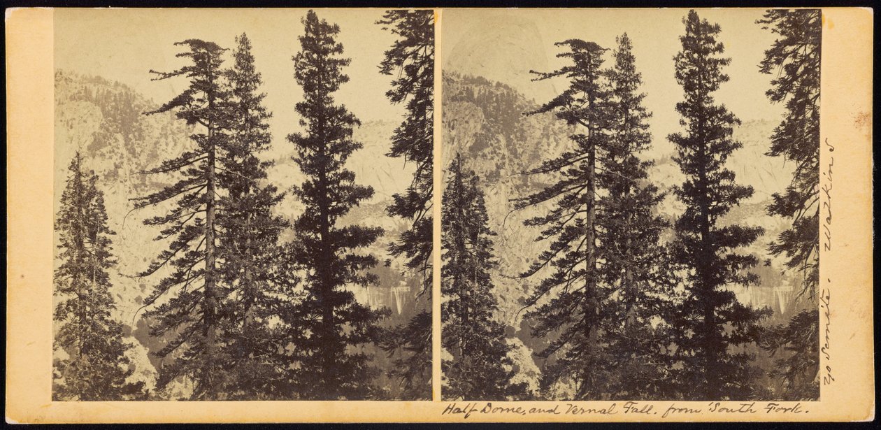 Half Dome ja Vernal Fall, South Forkista tekijältä Carleton E. Watkins