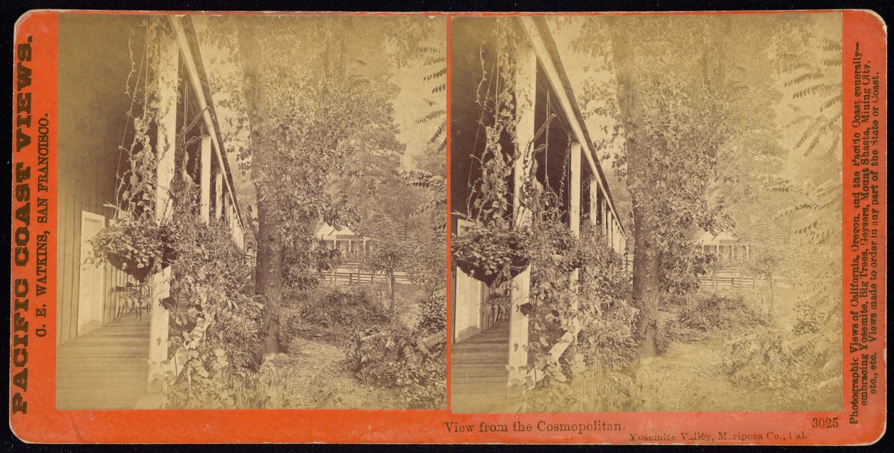 Näkymä Cosmopolitanilta. Yosemiten laakso, Mariposan lääni. N. tekijältä Carleton E. Watkins