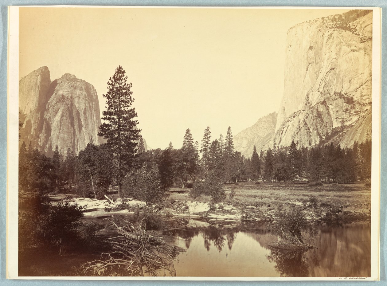 Down the Valley, El Capitan ja Cathedral Rocks tekijältä Carleton E. Watkins