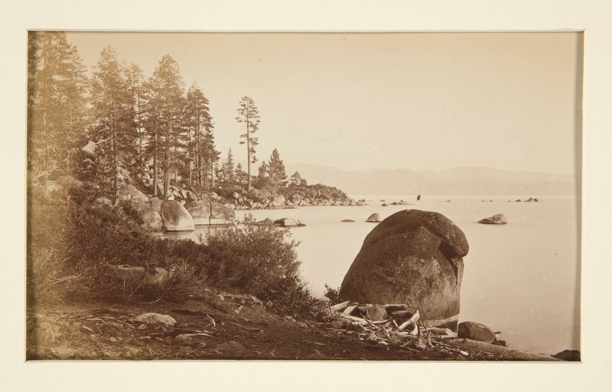 Neljä rautatiekohtausta ja neljä näkymää Tahoe-järvelle: Tahoe-järvi Artist Pointista tekijältä Carleton E. Watkins