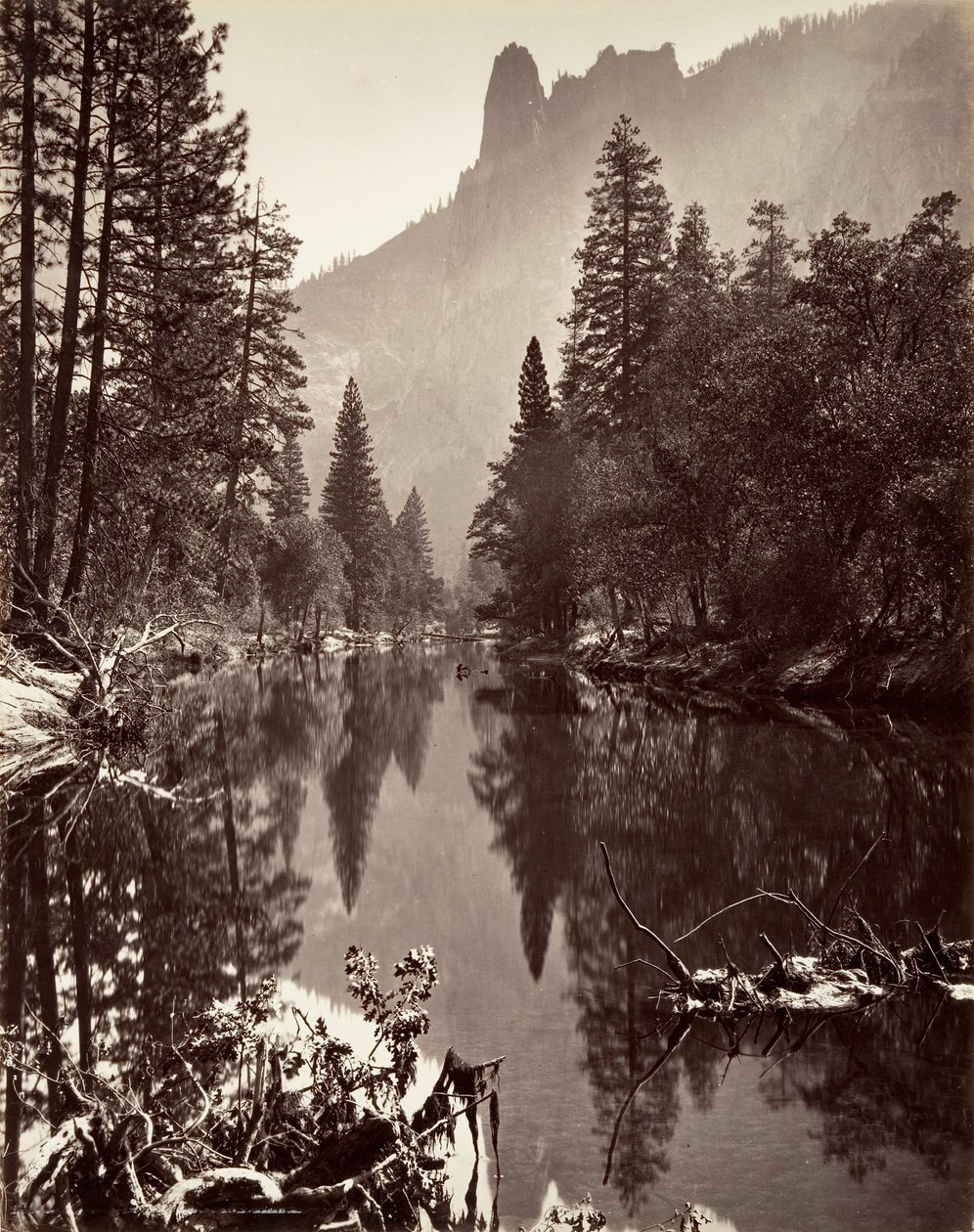 Peilinäkymä Sentinel Rockille, Yosemite, n. 1872, painettu n. 1876. tekijältä Carleton E. Watkins.