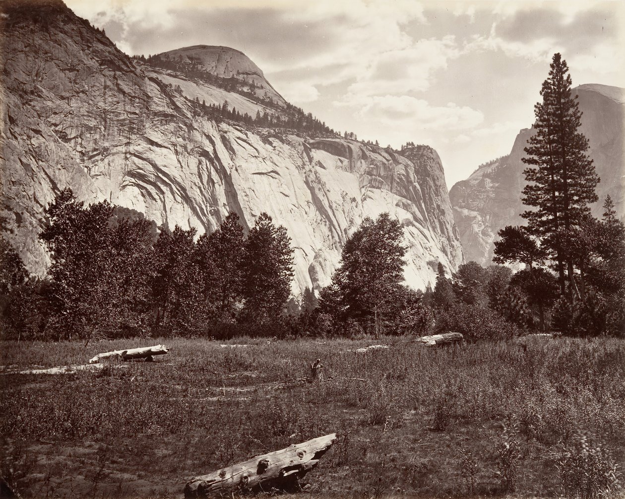North Dome, 3725 jalkaa, Yosemite, n. 1872, painettu n. 1876. tekijältä Carleton E. Watkins.