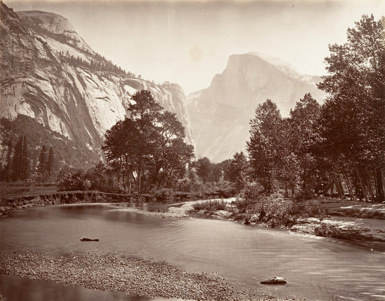 North and South Dome, Yosemite, n. 1872, painettu n. 1876. tekijältä Carleton E. Watkins.