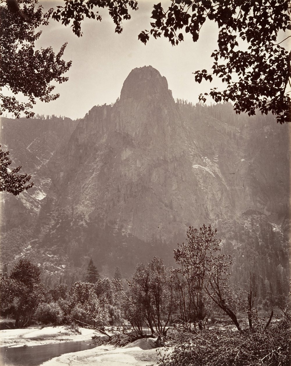 Sentinel Rock, Yosemite, n. 1872, painettu n. 1876. tekijältä Carleton E. Watkins.