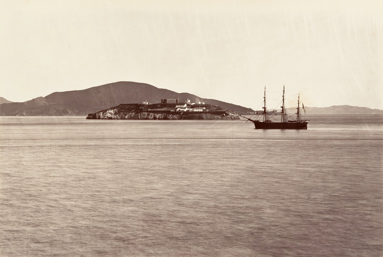 Alcatraz Island, San Francisco, 1868-69, painettu n. 1876. tekijältä Carleton Emmons Watkins