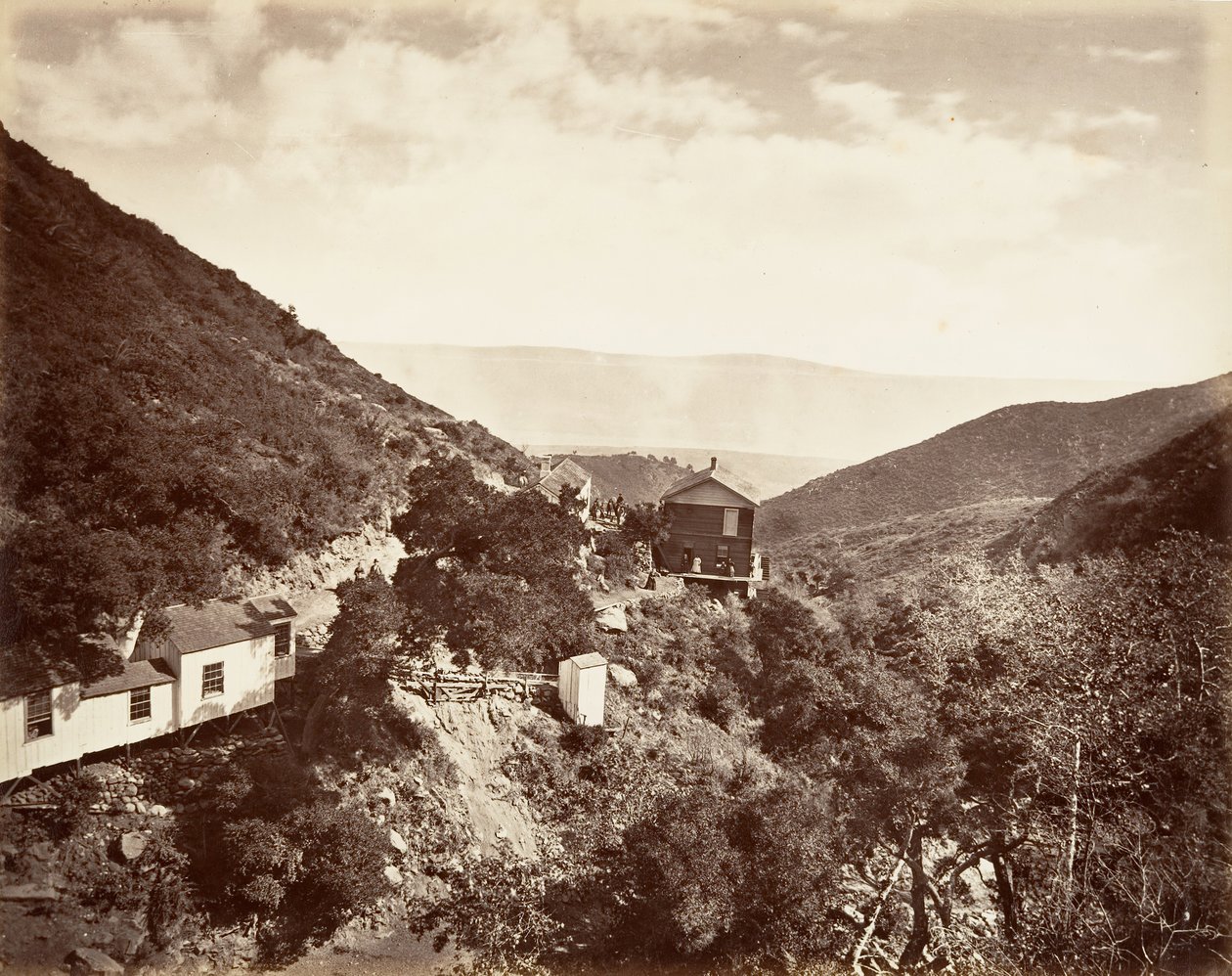 Hot Sulphur Springs, Santa Barbara, 1876, painettu n. 1876. tekijältä Carleton Emmons Watkins