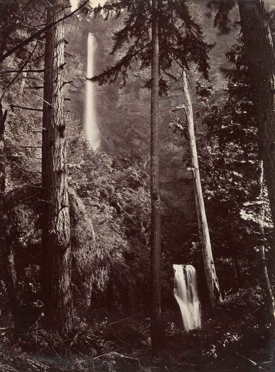 Multnomah Falls, Oregon, 1867, painettu myöhemmin. tekijältä Carleton Emmons Watkins