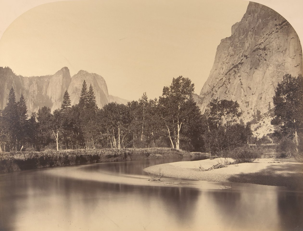 River View, Down the Valley, Cathedral Rock vasemmalla, 1861, Yosemite. tekijältä Carleton Emmons Watkins
