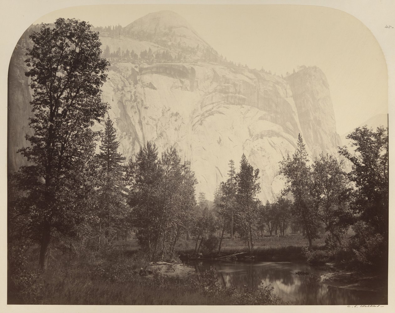 Jokinäkymä Royal Archesille, Yosemite tekijältä Carleton E. Watkins