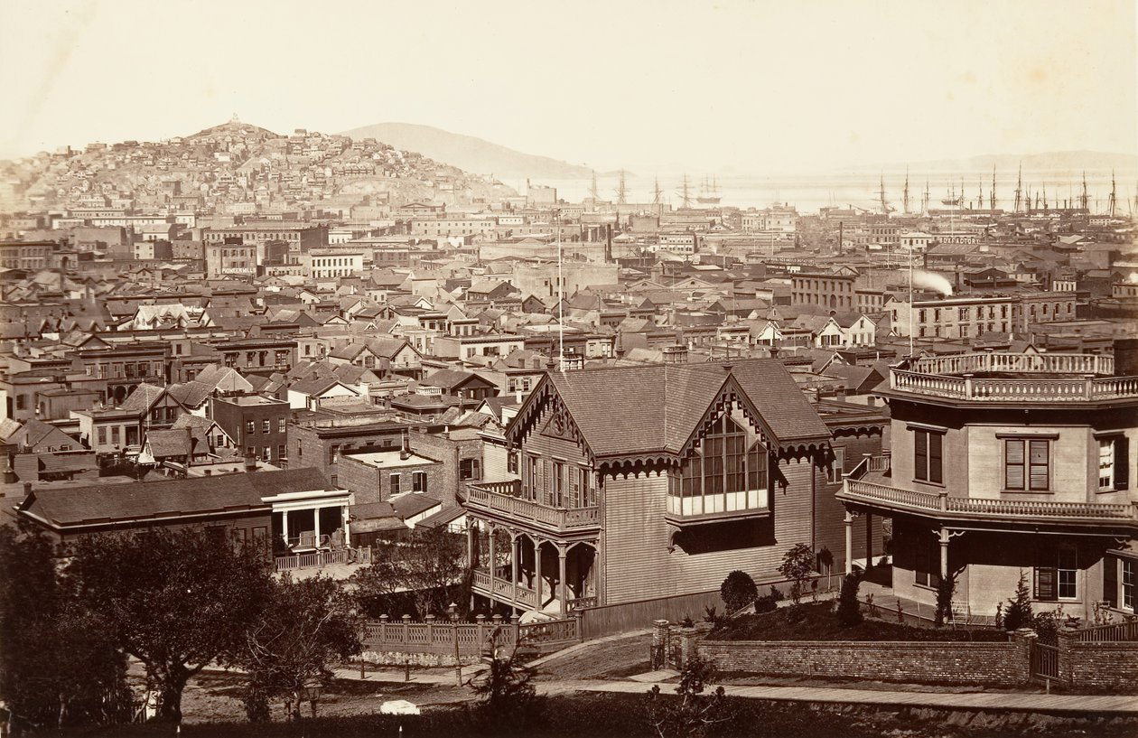 San Francisco, Rincon Hill, 1864, painettu n. 1876. tekijältä Carleton Emmons Watkins