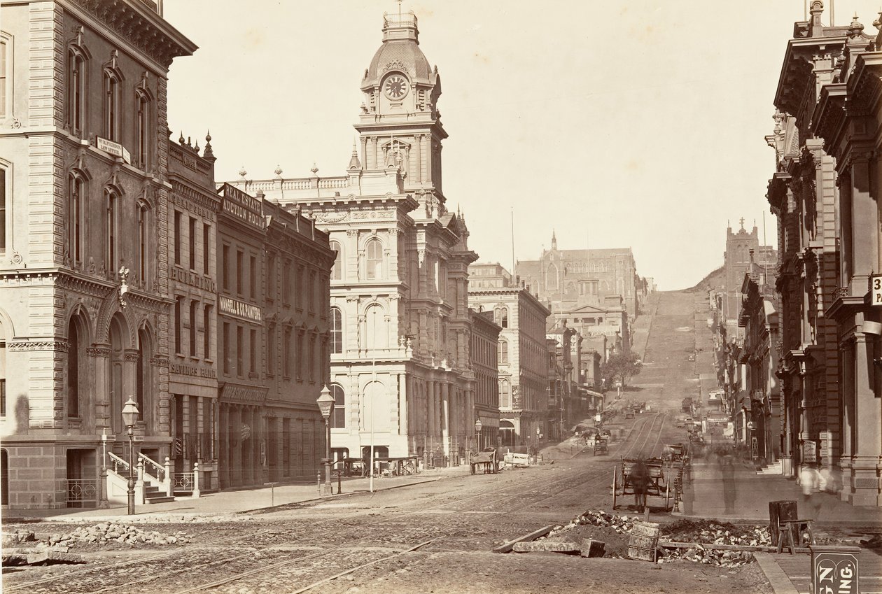 South Side of California Street, 1864, painettu n. 1876. tekijältä Carleton Emmons Watkins