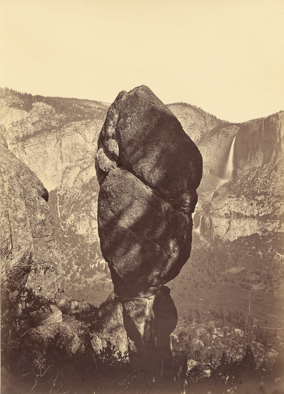 Agassiz Rock ja Yosemiten putoukset Union Pointilta nähtynä tekijältä Carleton Watkins