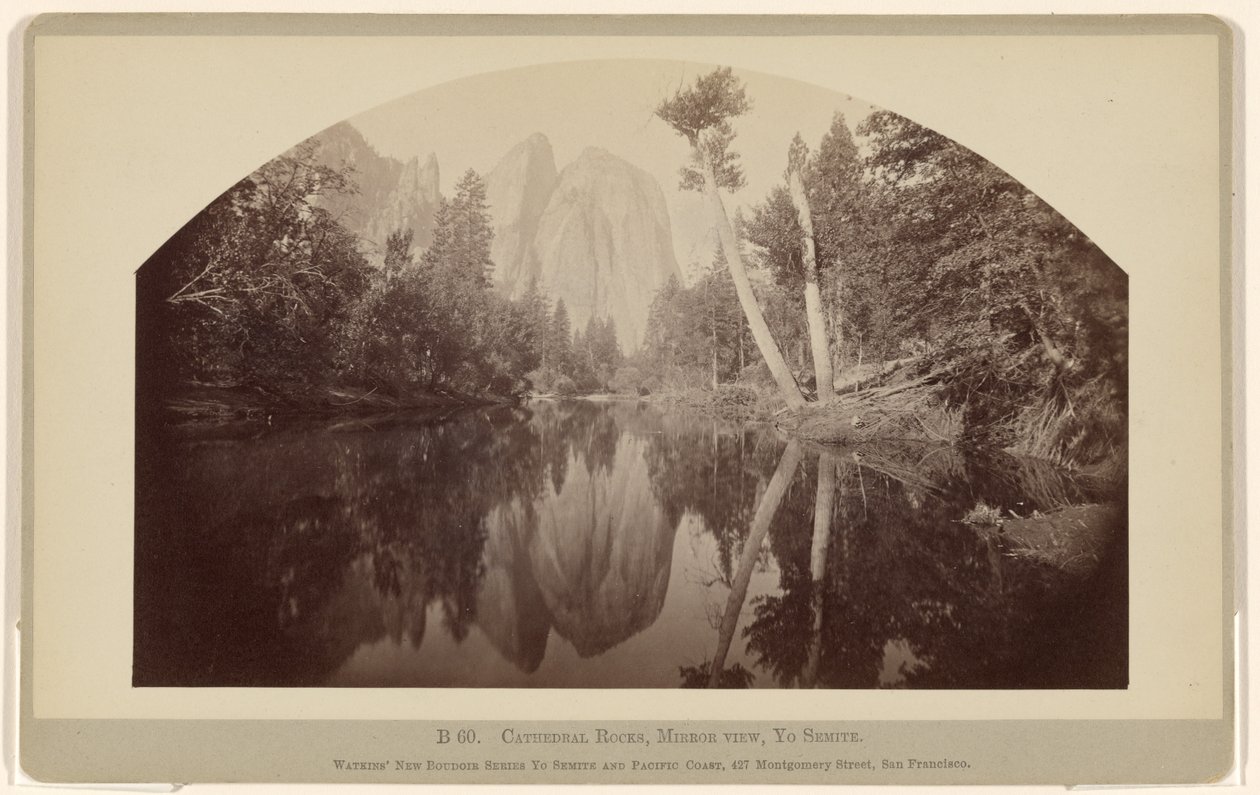B 60. Cathedral Rocks, peilinäkymä, Yosemite. tekijältä Carleton Watkins