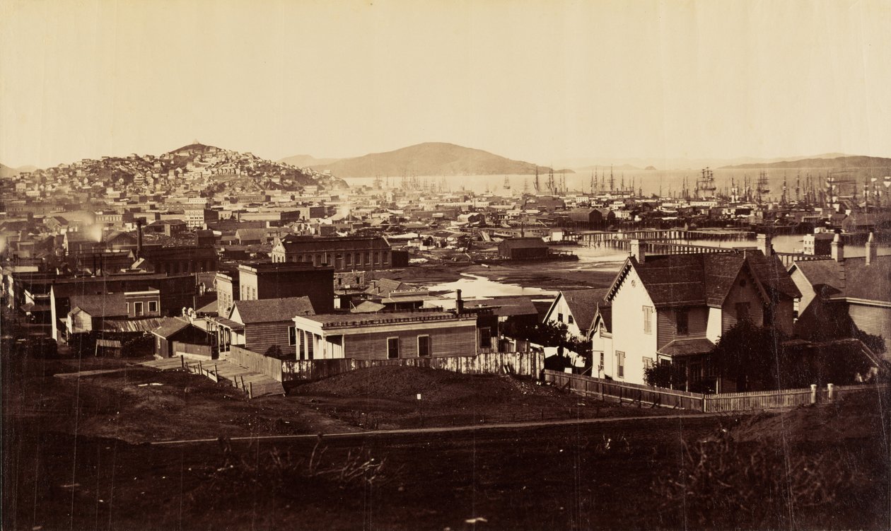 [Kaupungin julkisivu Rincon Hilliltä vuonna 1860] tekijältä Carleton Watkins
